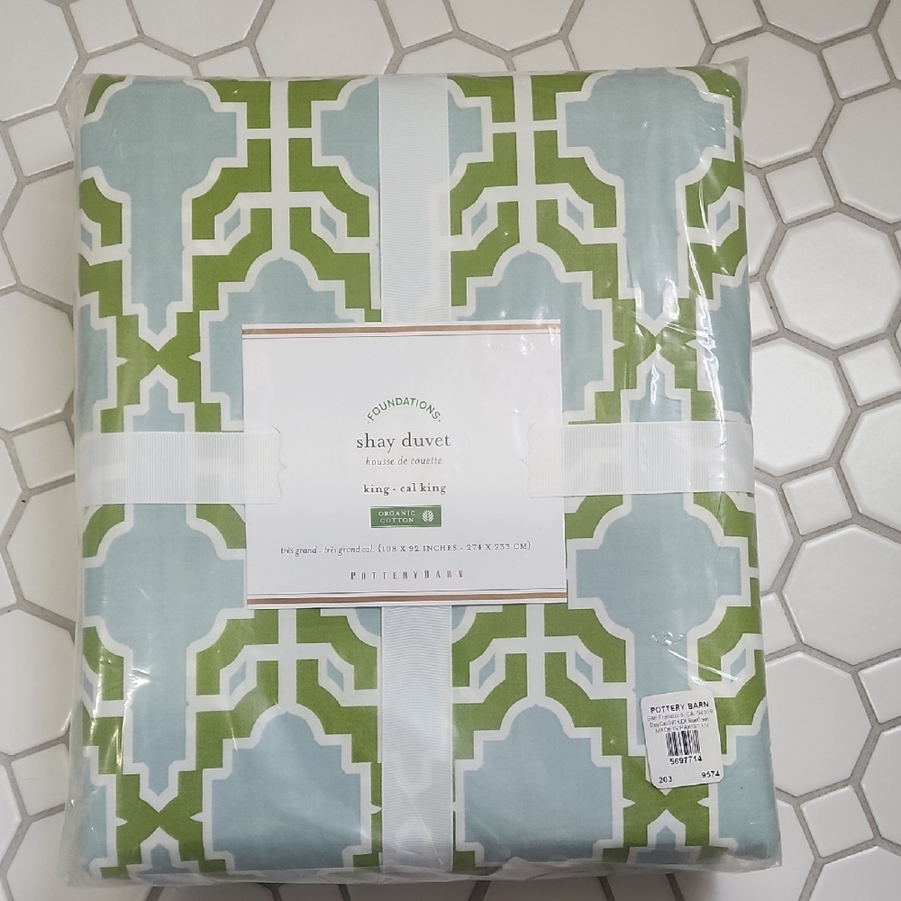 Pottery Barn Shay Duvet King Size Blue And Green